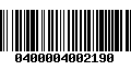 Código de Barras 0400004002190