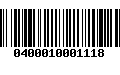 Código de Barras 0400010001118