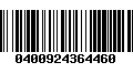 Código de Barras 0400924364460