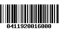 Código de Barras 0411920016000