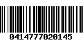 Código de Barras 0414777020145