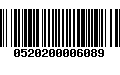 Código de Barras 0520200006089