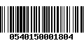 Código de Barras 0540150001804