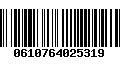 Código de Barras 0610764025319