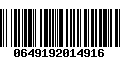 Código de Barras 0649192014916