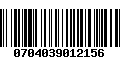 Código de Barras 0704039012156