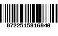 Código de Barras 0722515916040
