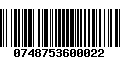 Código de Barras 0748753600022