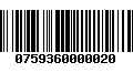 Código de Barras 0759360000020