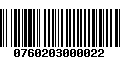 Código de Barras 0760203000022