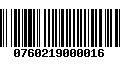 Código de Barras 0760219000016