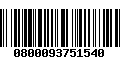 Código de Barras 0800093751540