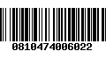 Código de Barras 0810474006022