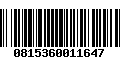 Código de Barras 0815360011647