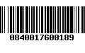 Código de Barras 0840017600189