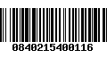 Código de Barras 0840215400116