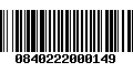 Código de Barras 0840222000149