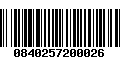 Código de Barras 0840257200026