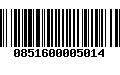 Código de Barras 0851600005014