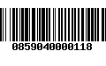 Código de Barras 0859040000118