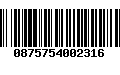 Código de Barras 0875754002316
