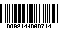 Código de Barras 0892144000714