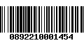 Código de Barras 0892210001454