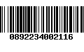 Código de Barras 0892234002116