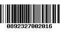 Código de Barras 0892327002016