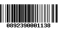 Código de Barras 0892390001138