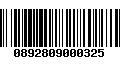 Código de Barras 0892809000325