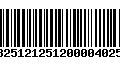 Código de Barras 13251212512000040252