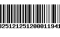 Código de Barras 13251212512000119411