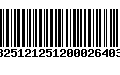 Código de Barras 13251212512000264030