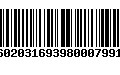 Código de Barras 16020316939800079916