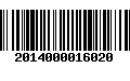 Código de Barras 2014000016020