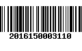 Código de Barras 2016150003110