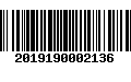 Código de Barras 2019190002136