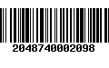 Código de Barras 2048740002098