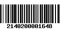 Código de Barras 2140200001648