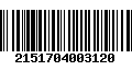 Código de Barras 2151704003120