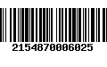 Código de Barras 2154870006025