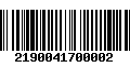 Código de Barras 2190041700002