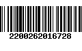 Código de Barras 2200262016728