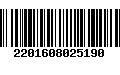 Código de Barras 2201608025190