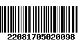 Código de Barras 22081705020098