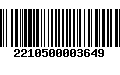 Código de Barras 2210500003649