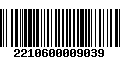 Código de Barras 2210600009039