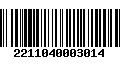 Código de Barras 2211040003014