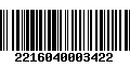 Código de Barras 2216040003422